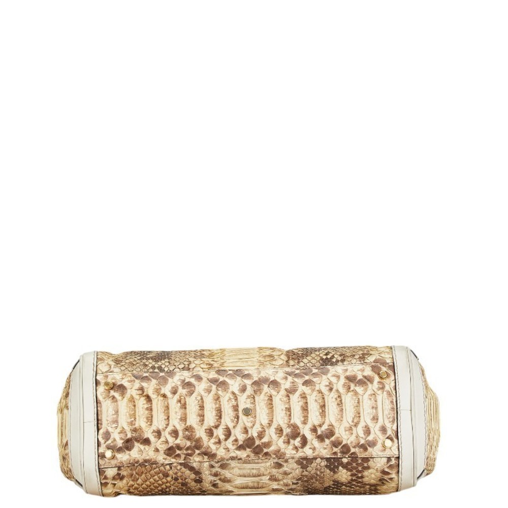 Gucci Brown Leather Handbag Bag Python Snake Tote… - image 3